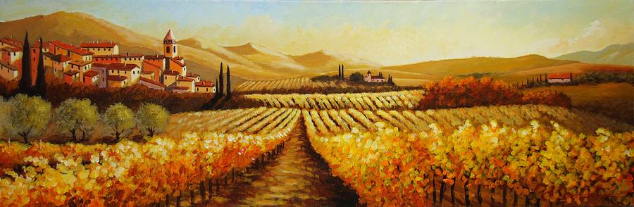 Vineyards Painting - Autumn Harvest #1 by Santo De Vita