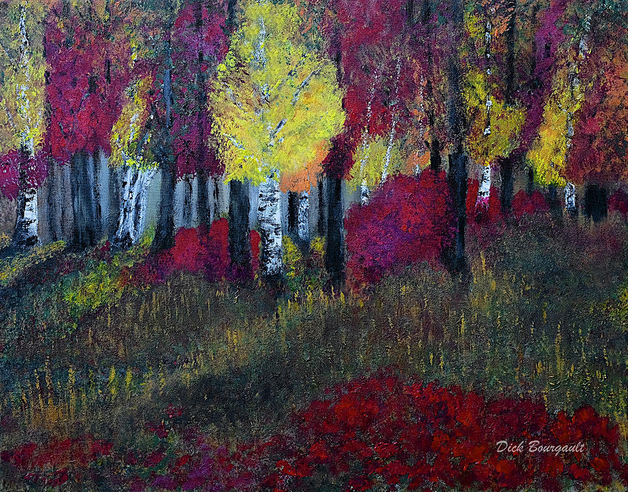 Autumn Peak Painting by Dick Bourgault