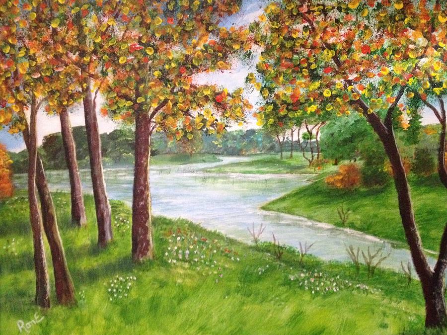 Autumn River Painting by Ronnie Egerton