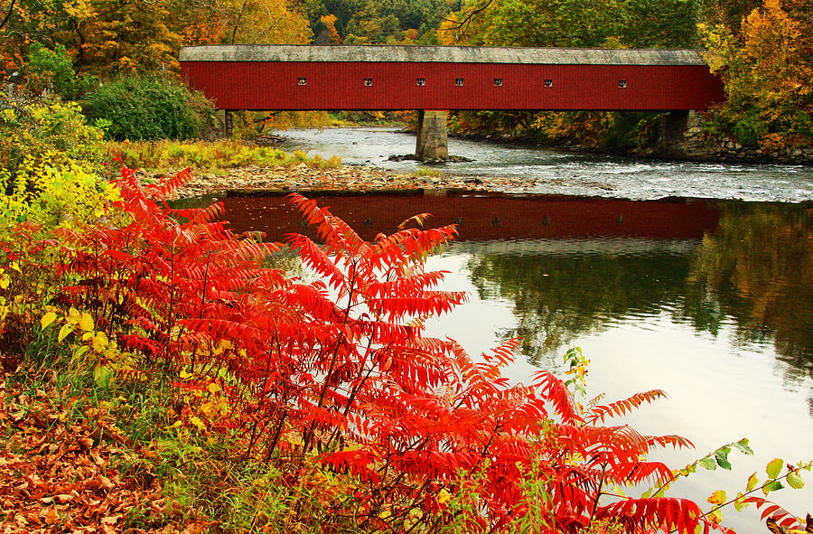 Fall Photograph - Cornwall Covered Bridge by Karol Livote