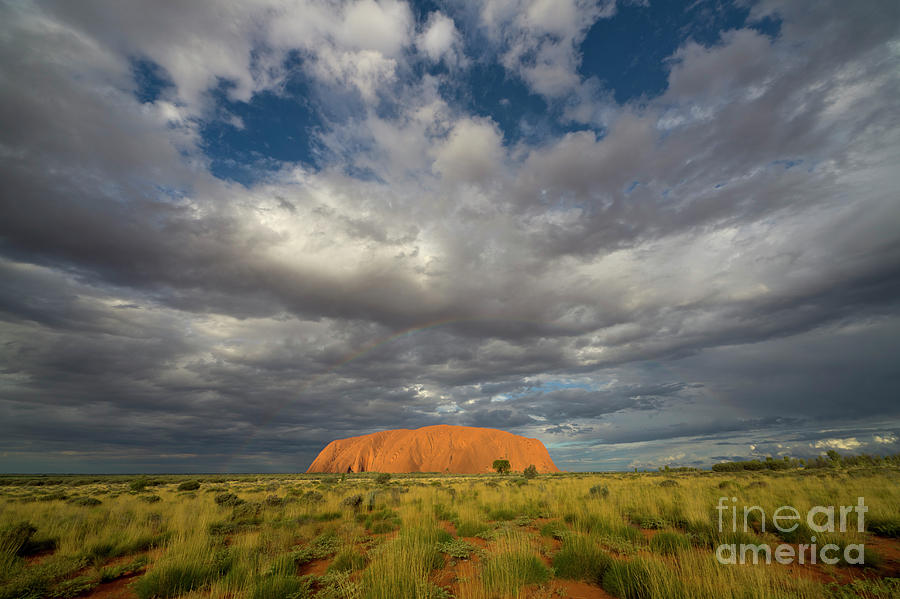 Landscape Photograph - Ayers Rock And Storm Clouds Australia by Yva Momatiuk John Eastcott