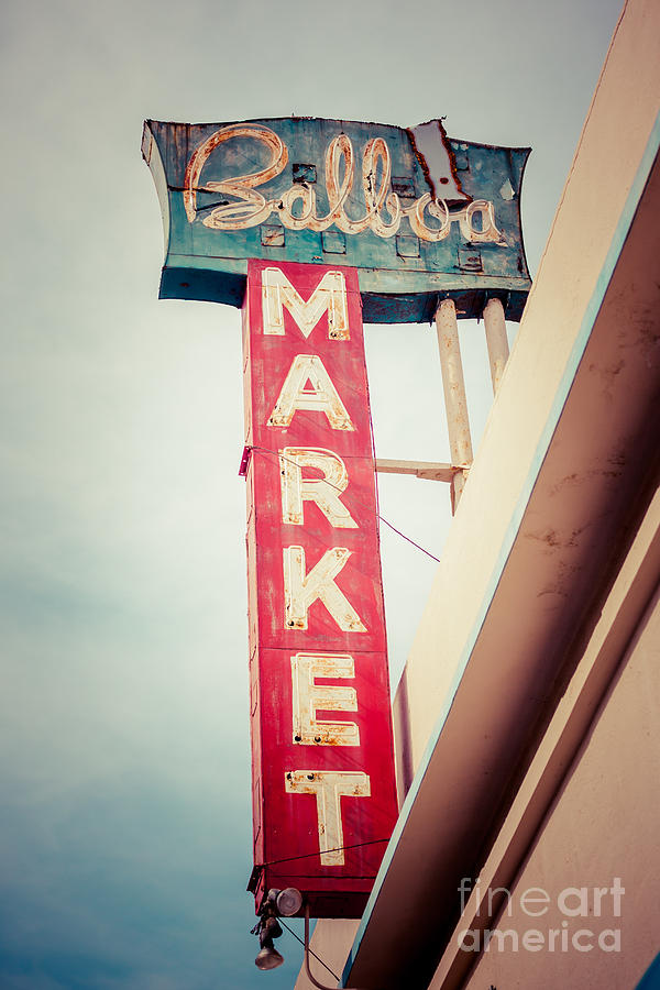 Newport Beach Photograph - Balboa Market Sign Newport Beach Photo #1 by Paul Velgos
