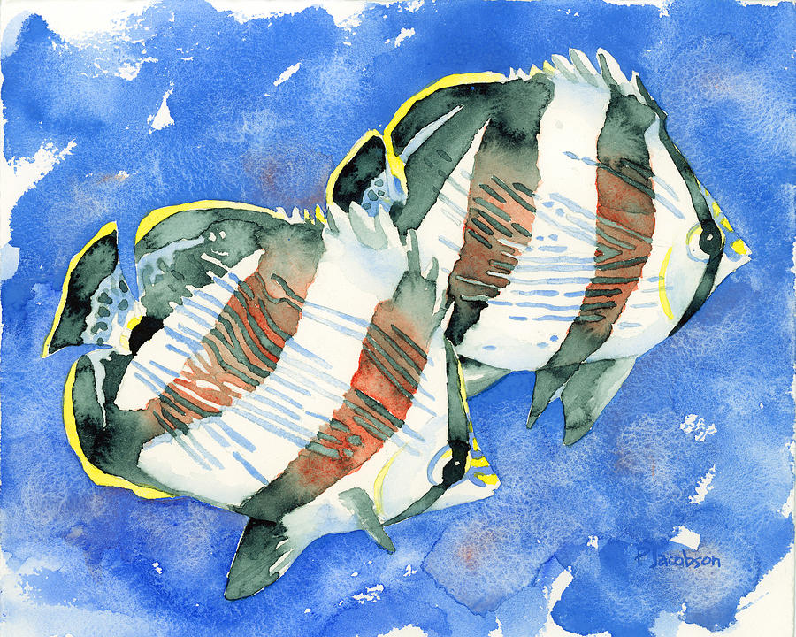 Banded Butterflyfish #1 Painting by Pauline Walsh Jacobson