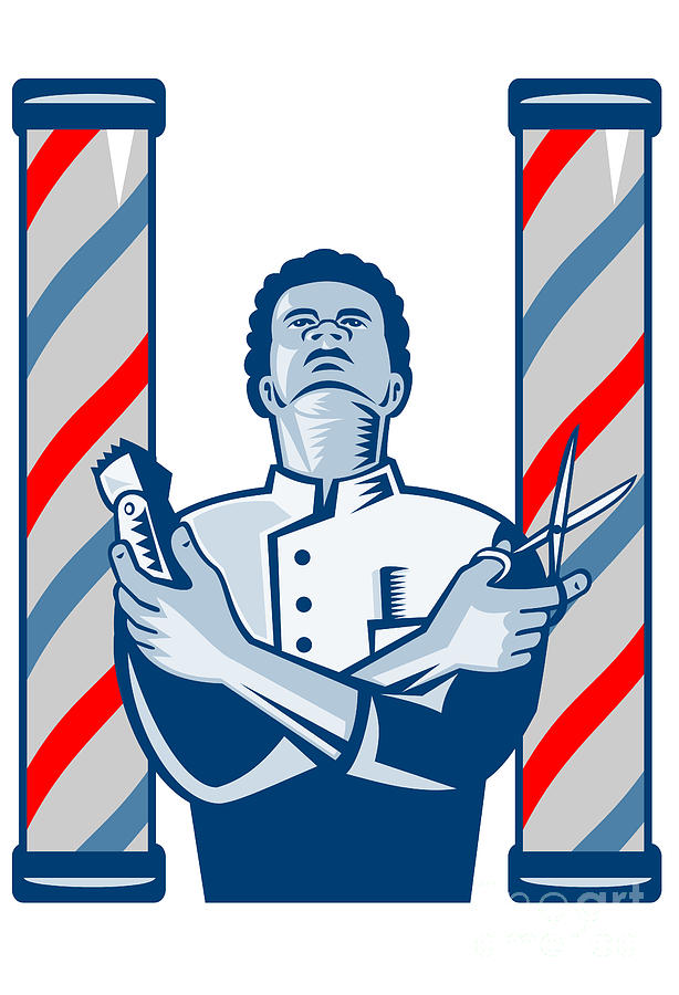 barber pole with scissors