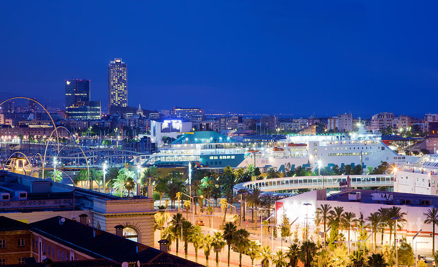 Barcelona and its skyline at night #1 Photograph by Michal Bednarek