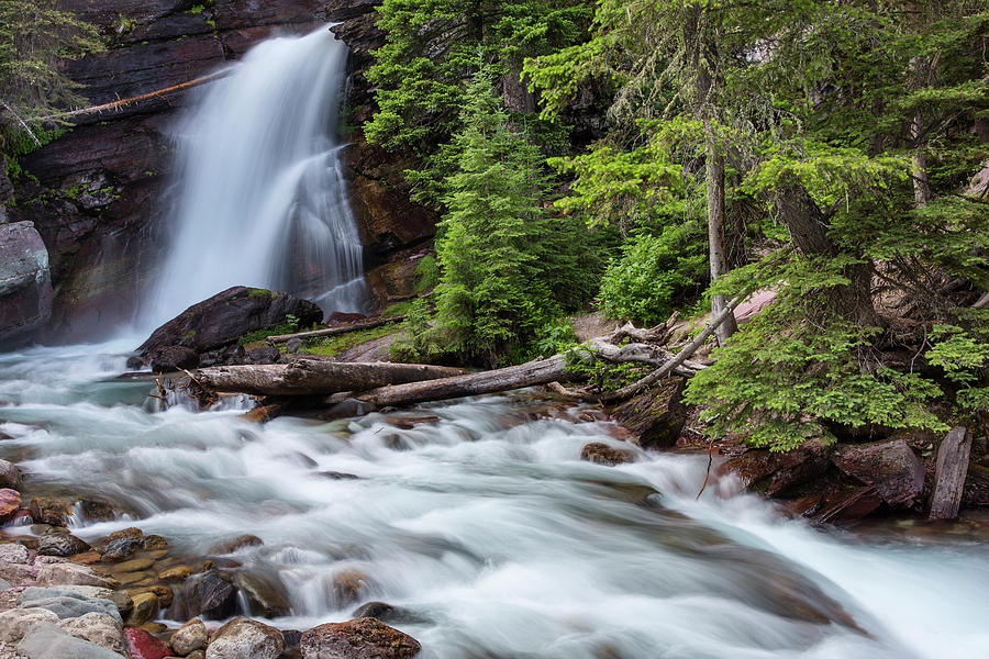 Baring Falls In Glacier National Park Photograph by Chuck Haney - Fine ...