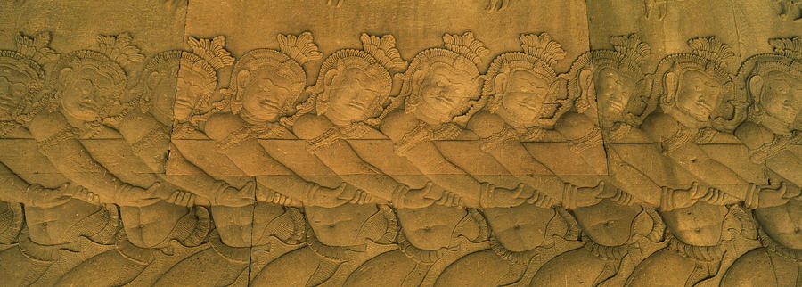 Color Image Photograph - Bas Relief In A Temple, Angkor Wat #1 by Panoramic Images