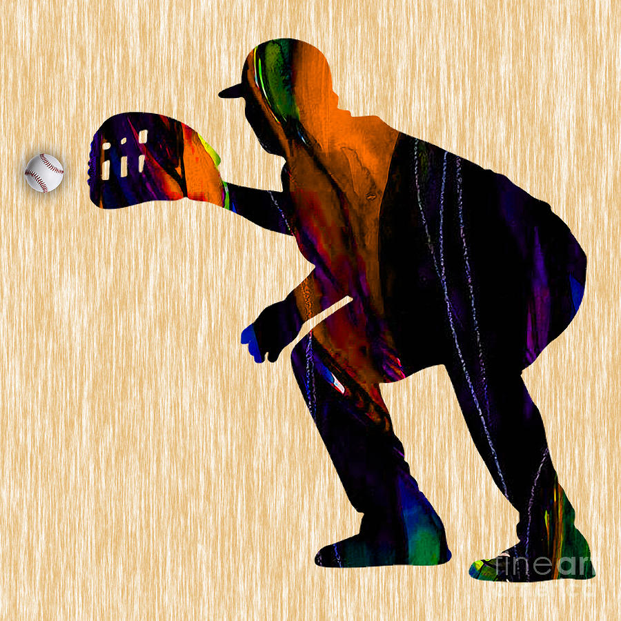 Baseball Mixed Media - Baseball Catcher #1 by Marvin Blaine