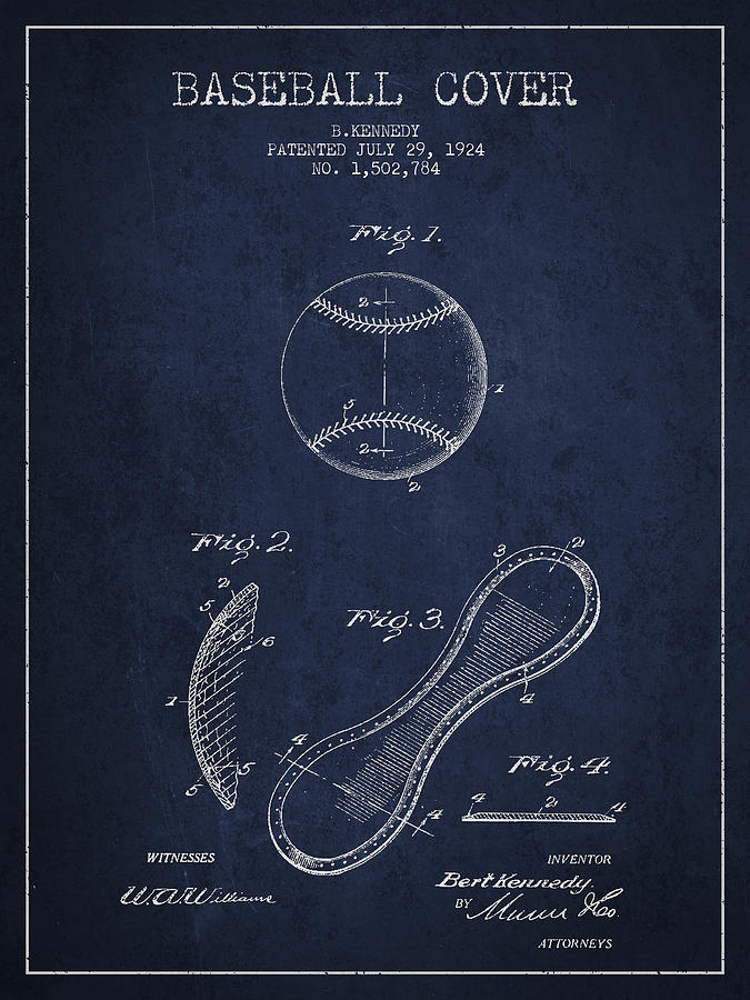 Baseball Patent Digital Art - Baseball Cover Patent Drawing From 1924 by Aged Pixel Baseball Patent Digital Art - Baseball Cover Patent Drawing From 1924 by Aged Pixel