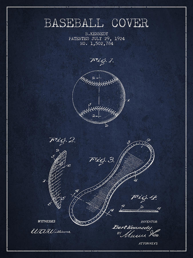 Baseball Digital Art - Baseball Cover Patent Drawing From 1924 #3 by Aged Pixel