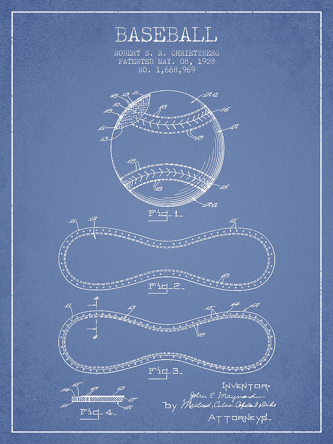 Baseball Patent Drawing From 1928 Digital Art