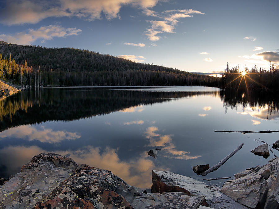 Mountain Photograph - Basin Lake Sunrise 2 #1 by Leland D Howard