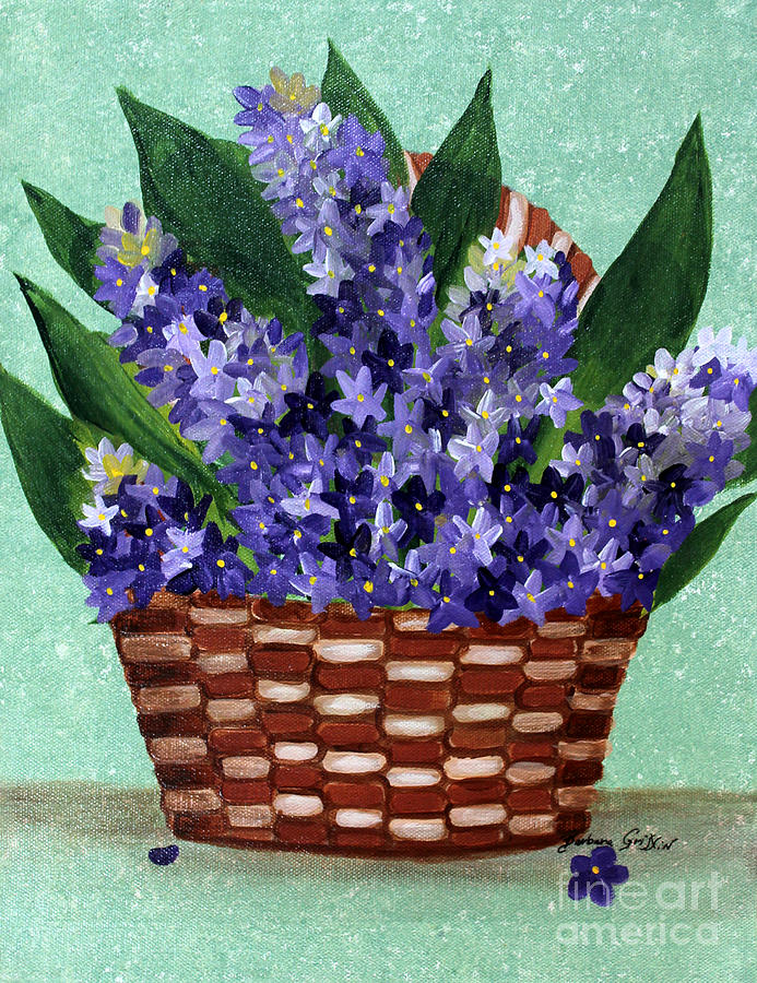 Basket of Hyacinths  Painting by Barbara A Griffin