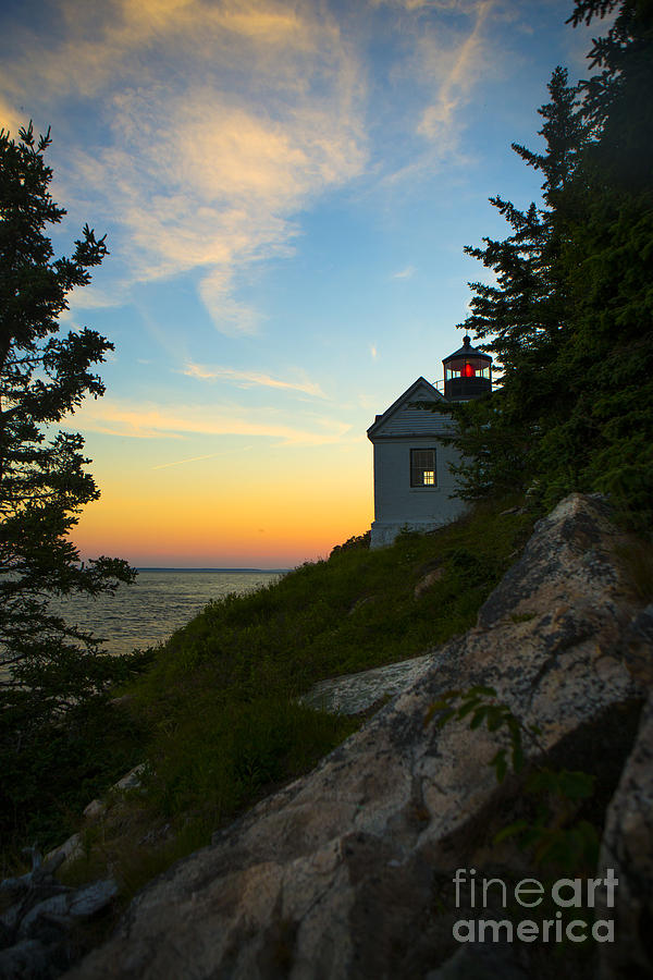 Bass Harbor Lighthouse at Sunset #1 Photograph by Diane Diederich