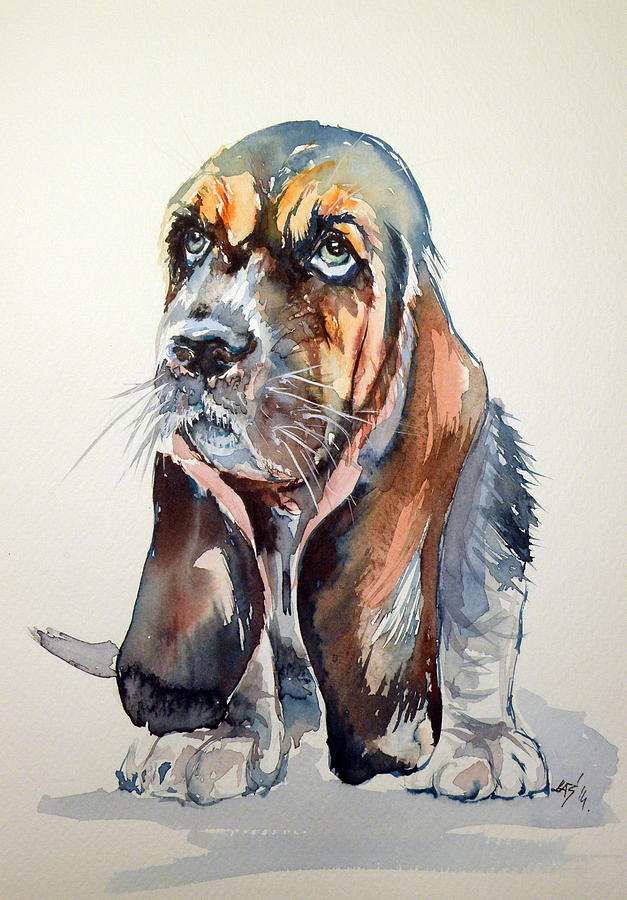 Basset hound #4 Painting by Kovacs Anna Brigitta