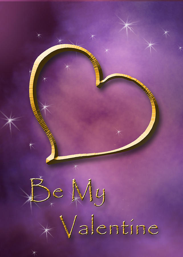 Candy Digital Art - Be My Valentine Gold Heart #1 by Jeanette K
