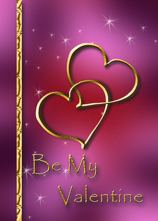 Candy Digital Art - Be My Valentine Gold Hearts #1 by Jeanette K