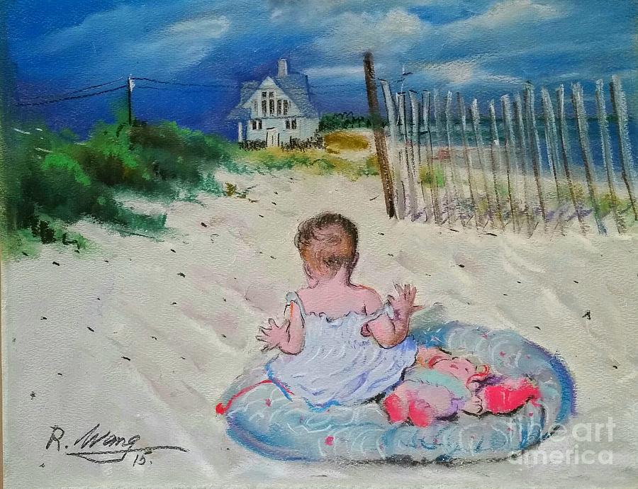 Beach girl #1 Painting by Rose Wang