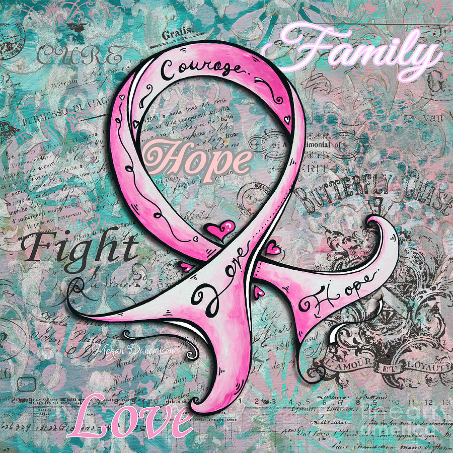 Beautiful Inspirational Elegant Pink Ribbon Design Art for Breast Cancer Awareness Painting by Megan Duncanson