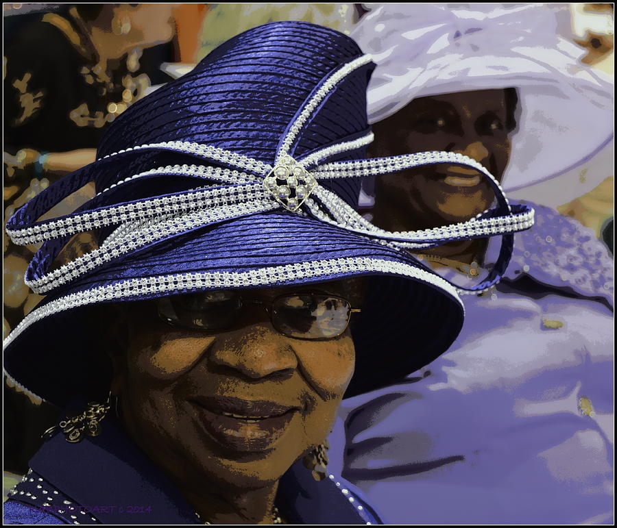 Hat Digital Art - Beautiful Ladies in Purple Hats by Kathy Barney