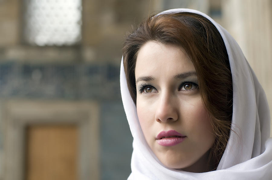 Beautiful muslim woman wearing headscarf #1 Photograph by 1001nights