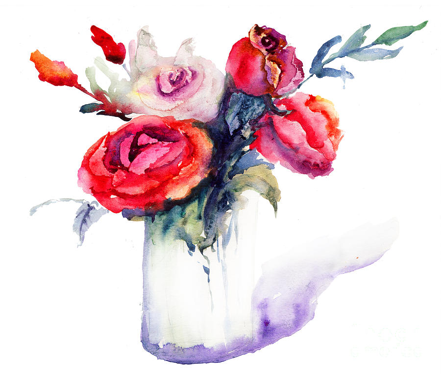 Beautiful Roses flowers #1 Painting by Regina Jershova