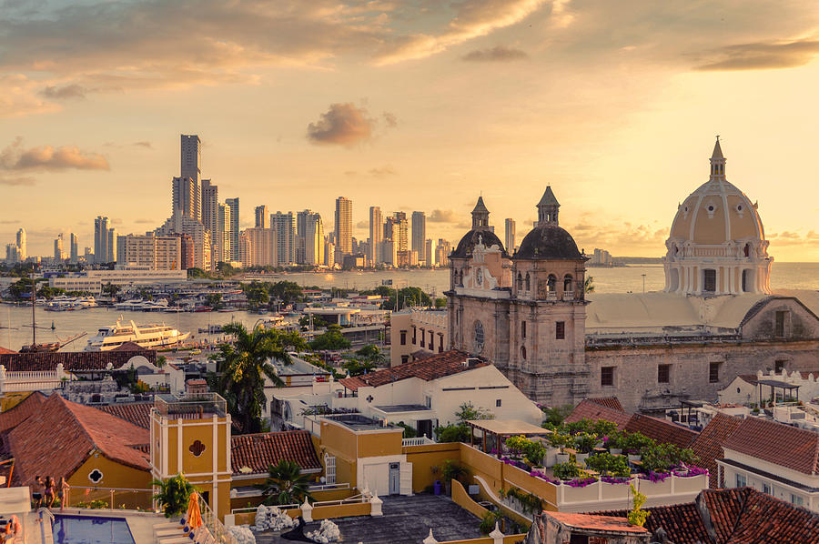 Beautiful sunset over Cartagena, Colombia #1 Photograph by Starcevic