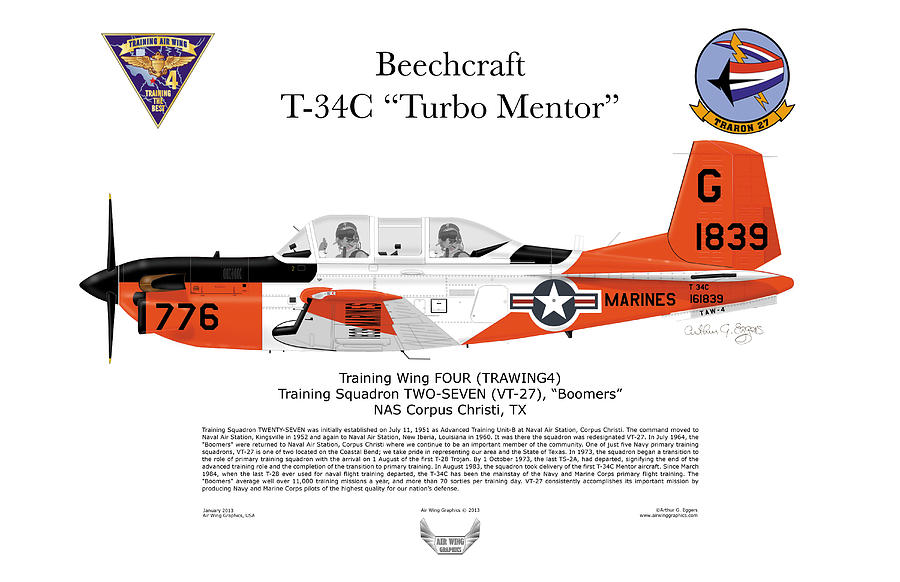 Beechcraft T-34C Turbo Mentor #4 Digital Art by Arthur Eggers