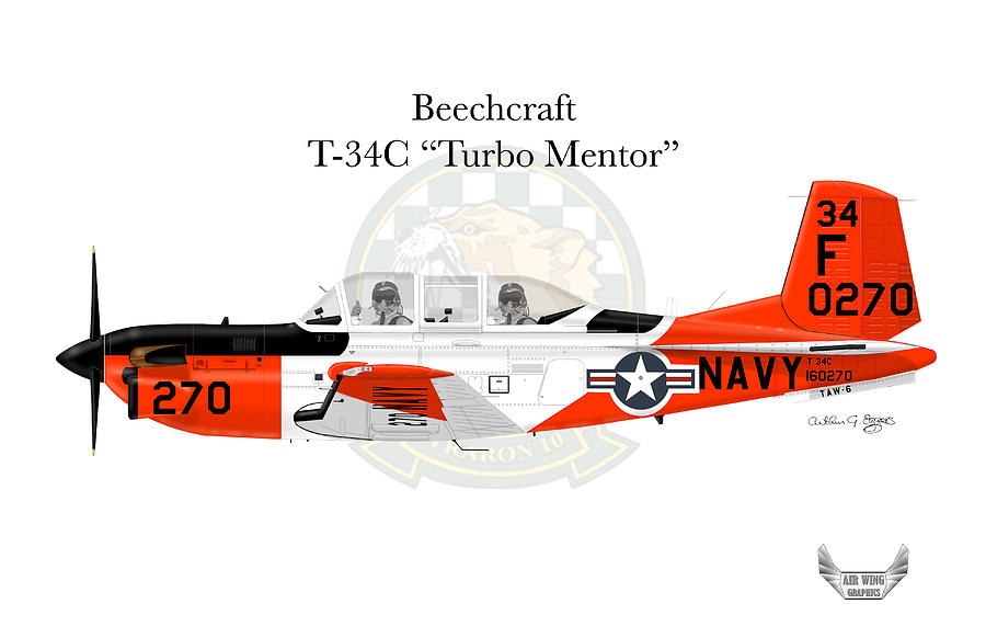 Beechcraft T-44C Pegasus Digital Art by Arthur Eggers - Pixels