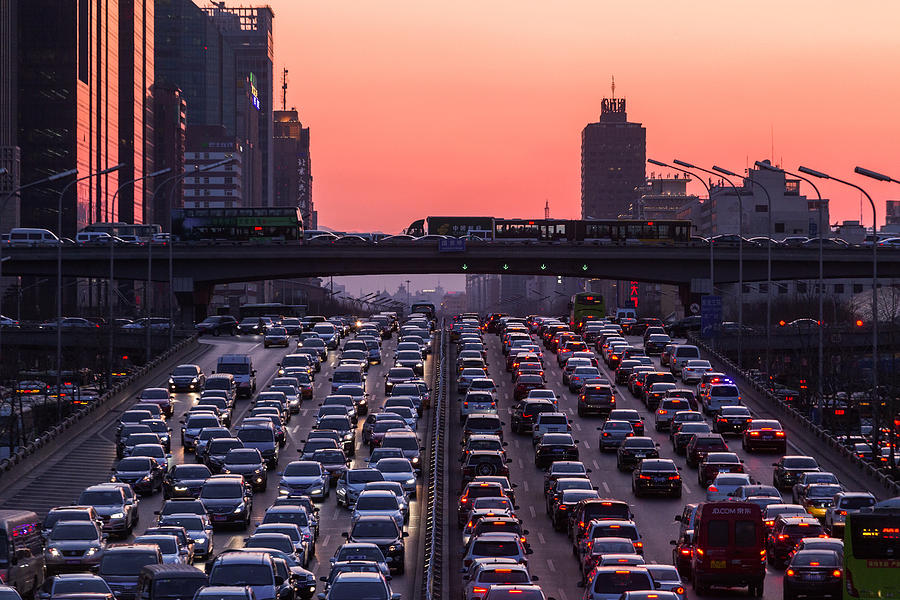 Beijing traffic congestion #1 Photograph by DuKai photographer