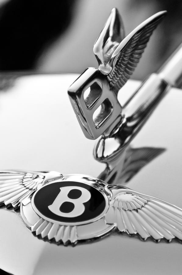 Black And White Photograph - Bentley Hood Ornament #1 by Jill Reger