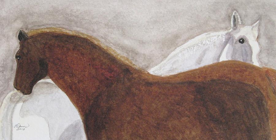 Horse Painting - Best Friends by Angela Davies