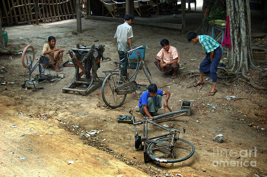 Bicycle repair in Amarapura #1 Photograph by RicardMN Photography