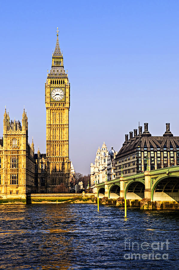 Westminster Photograph - Big Ben and Westminster bridge 1 by Elena Elisseeva