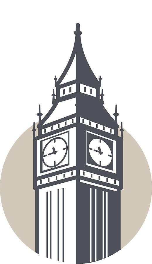 Big Ben, London, landmark flat icon design #1 Drawing by Hakule