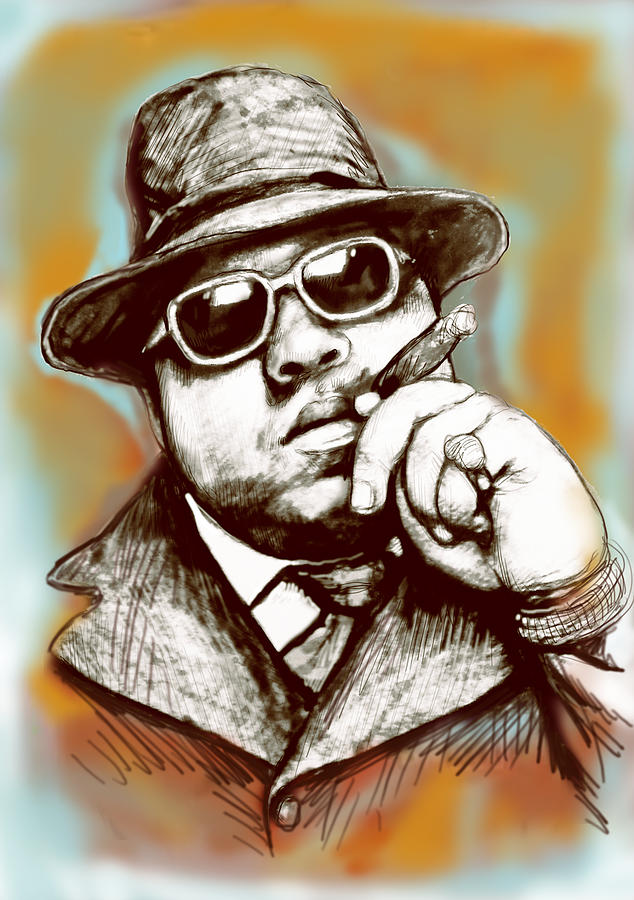 Portrait Painting - Biggie smalls colour drawing art poster #1 by Kim Wang