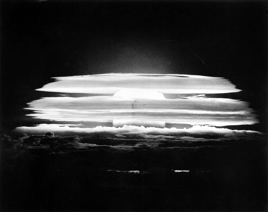 Black-and-white Photograph - Bikini Atoll Nuclear Test #1 by Us Department Of Energy
