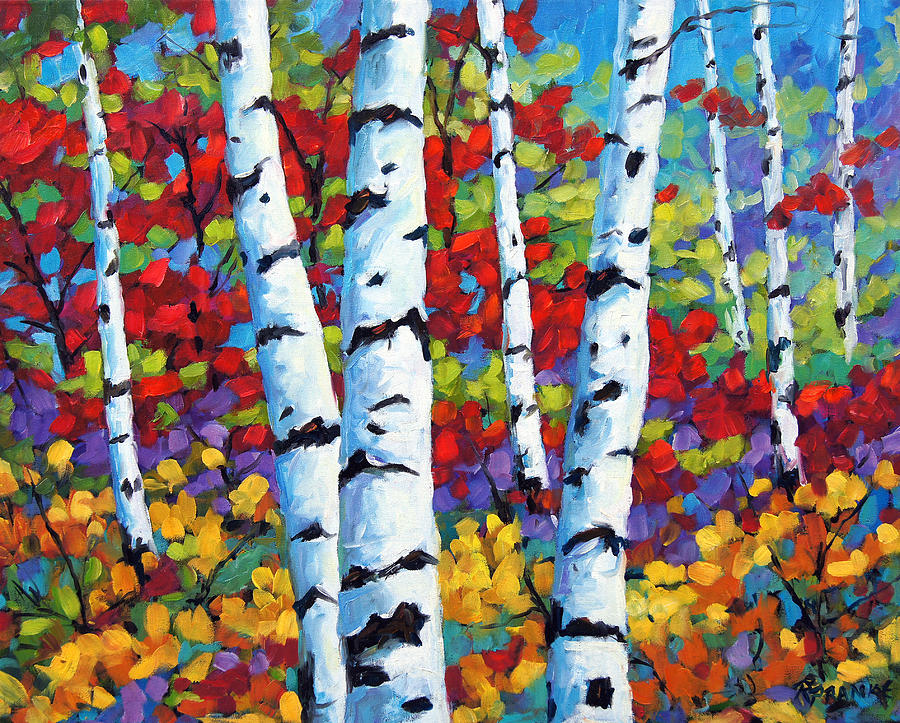 Birches in abstract by Prankearts #1 Painting by Richard T Pranke