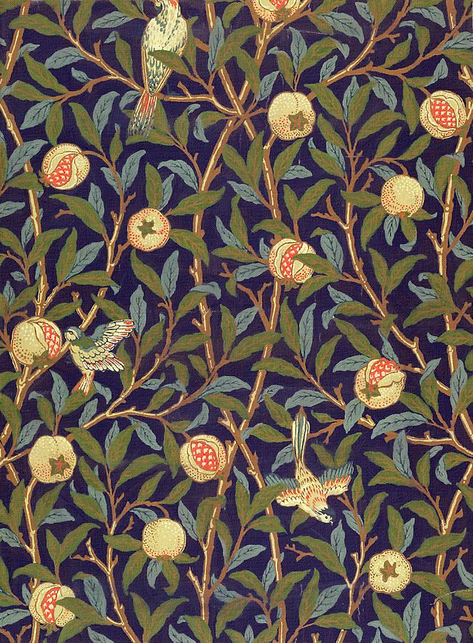 Bird And Pomegranate #1 Painting by William Morris