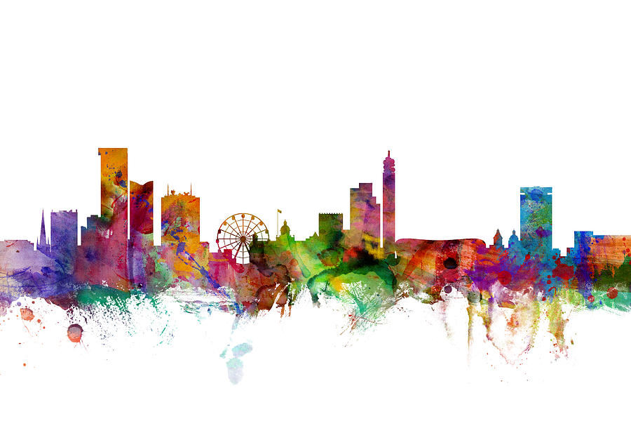 Birmingham England Skyline #1 Digital Art by Michael Tompsett