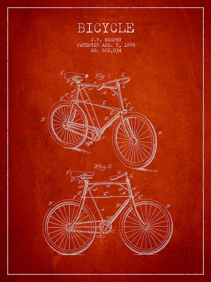 Bisycle Patent Drawing From 1898 Digital Art