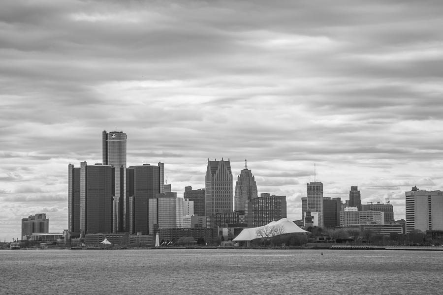Black and White Detroit Skyline  #1 Photograph by John McGraw