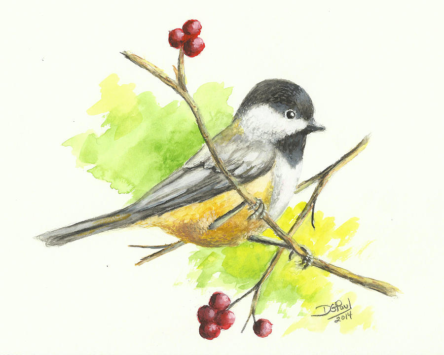 Black-Capped Chickadee #1 Painting by David G Paul