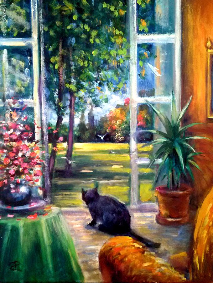 Black Cat Stalking #1 Painting by Philip Corley