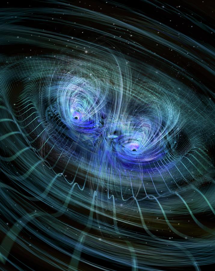 Black Hole Merger And Gravitational Waves #1 Photograph by Nicolle R. Fuller/science Photo Library
