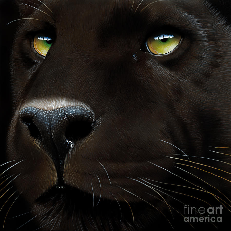 Black Panther Movie Painting - Black Leopard #1 by Jurek Zamoyski