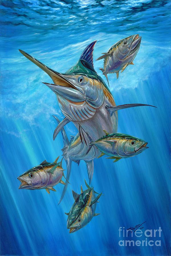 Black Marlin And Albacore Painting by Terry Fox