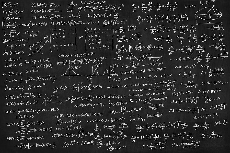 Blackboard full of equations Photograph by Virtualphoto