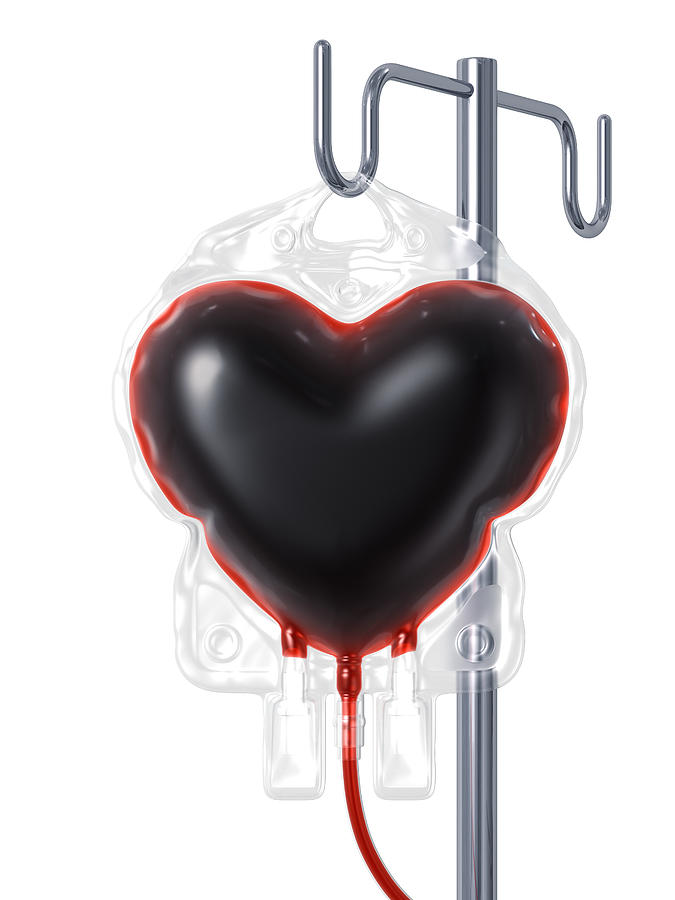Blood Bag Heart. Donate Concept #1 Photograph by BlackJack3D