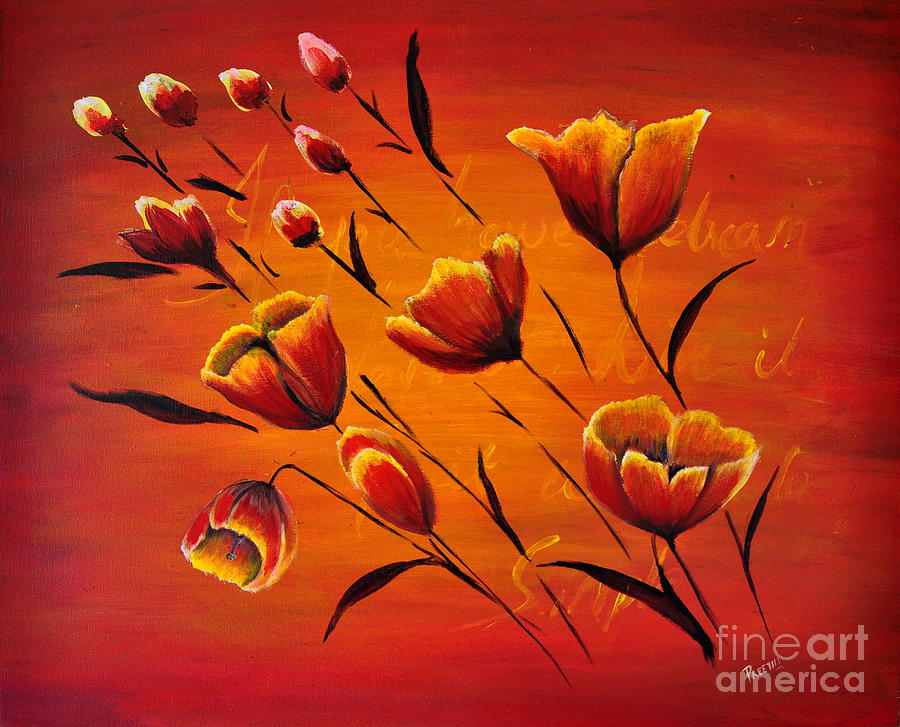 Blooming flowers Painting by Preethi Mathialagan